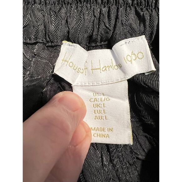 House of Harlow 1960 EUC Black Textured Wide Leg Silky Lightweight Pant Size L - Picture 6 of 7